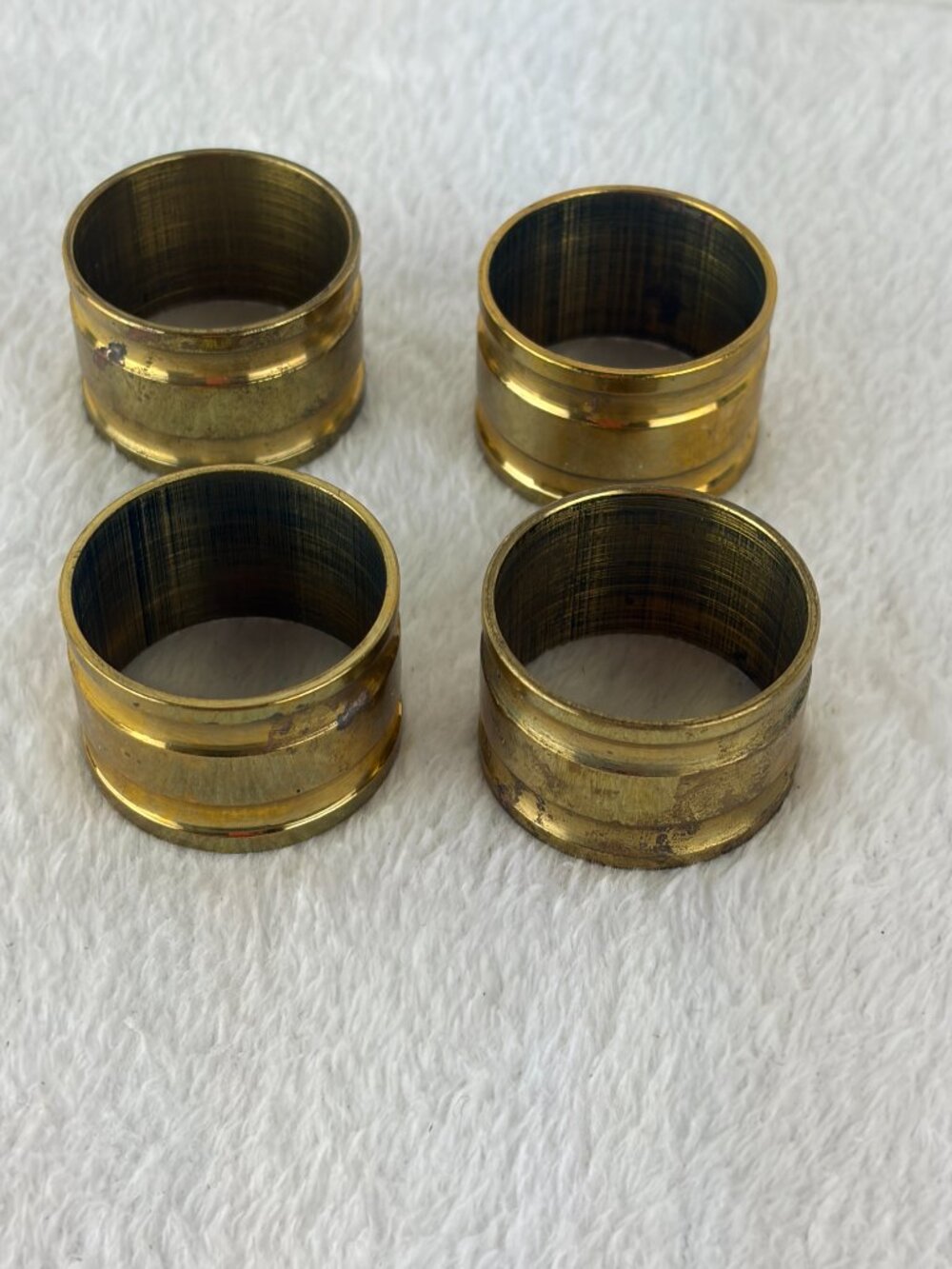 Vintage 4 Metal Copper/Brass Tone Napkin Ring Holders